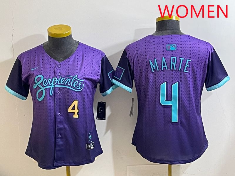 Women Arizona Diamondback 4 Marte Purple Joint Name 2025 Nike MLB Jersey style 32